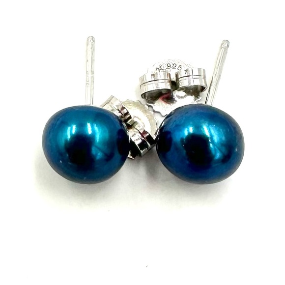 HONORA Pearl Studs Earrings Sterling Silver Blue 9mm NWOT - Picture 7 of 10